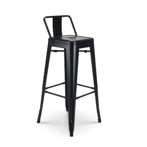 Tolix Bar Stool with back - Black