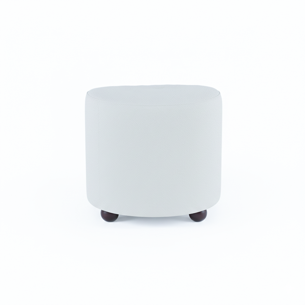 Alba Round Ottoman - White